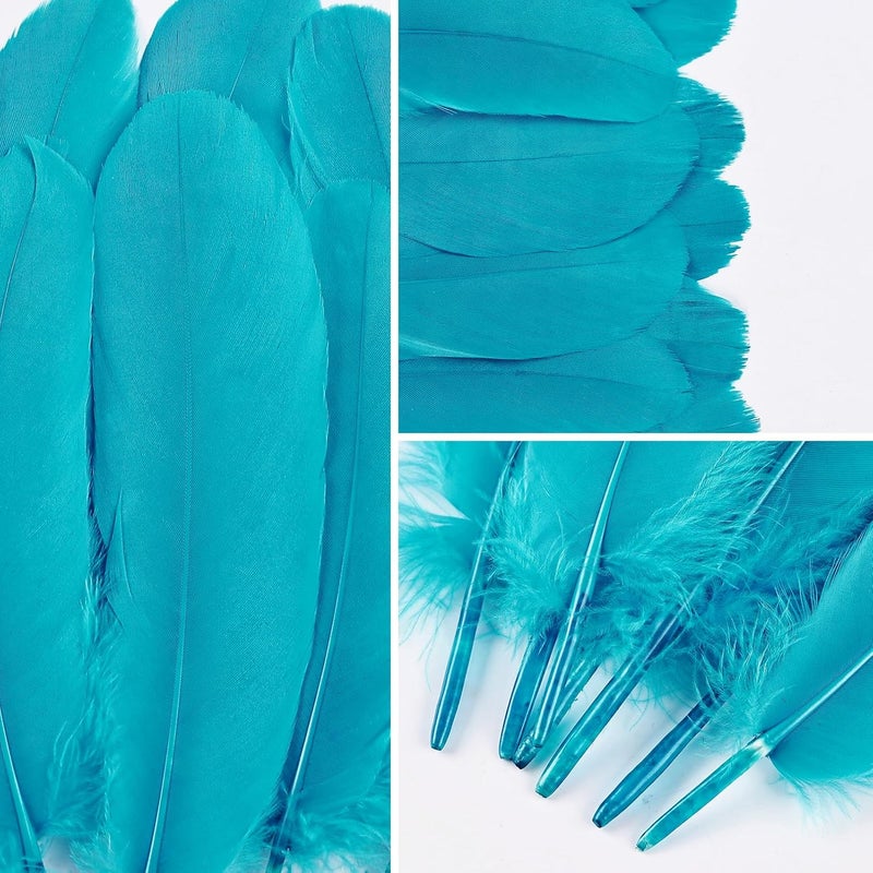 MAOFENG 150pcs 5-7 Inches Natural Goose Feathers Bulk DIY Crafts Feathers for Wedding Party Halloween Clothing Accessories,Aqua Blue - Image 3